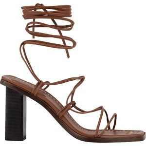$440 FRAME LE DOHENY STRAPPY GLADIATOR SANDAL LEATHER TOBACCO 37.5  (ME7)